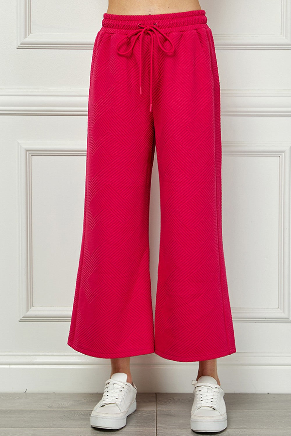 Textured Crop Wide Pants