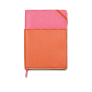 Vegan Leather Pocket Journal - Pink + Chili