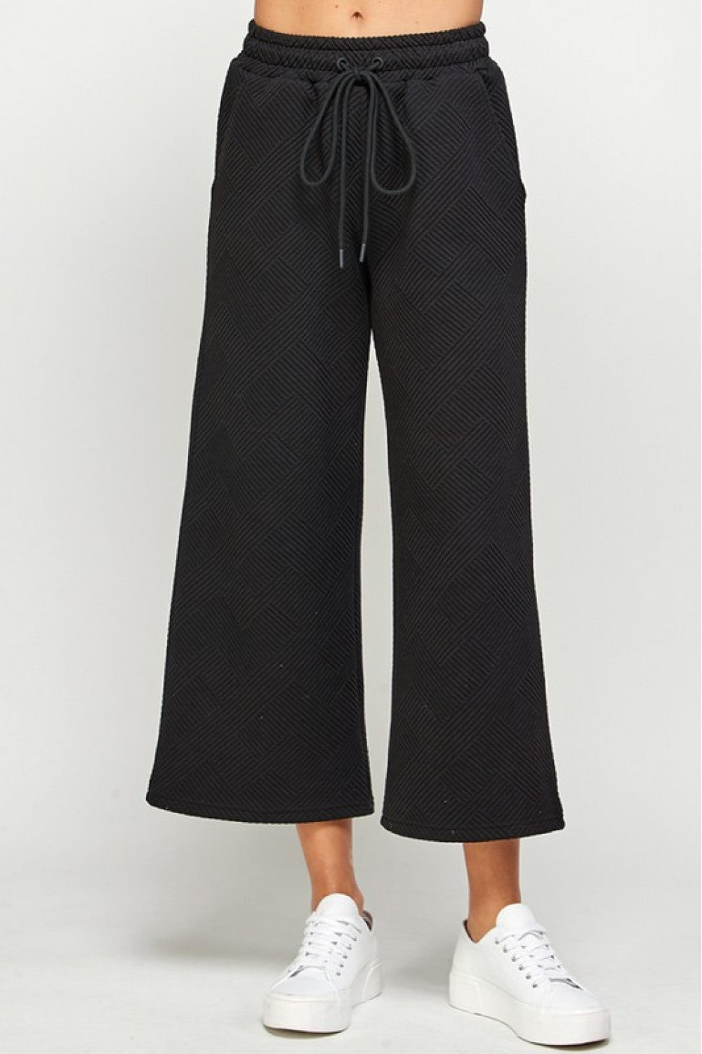 Textured Crop Wide Pants