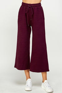 Textured Crop Wide Pants