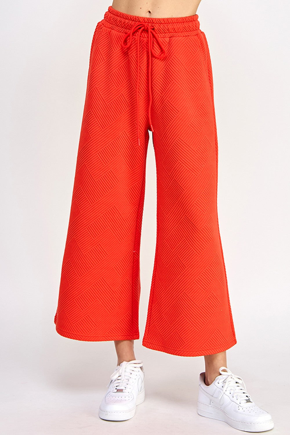 Textured Crop Wide Pants