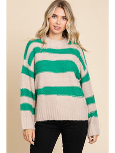 Striped Knit Pullover Sweater