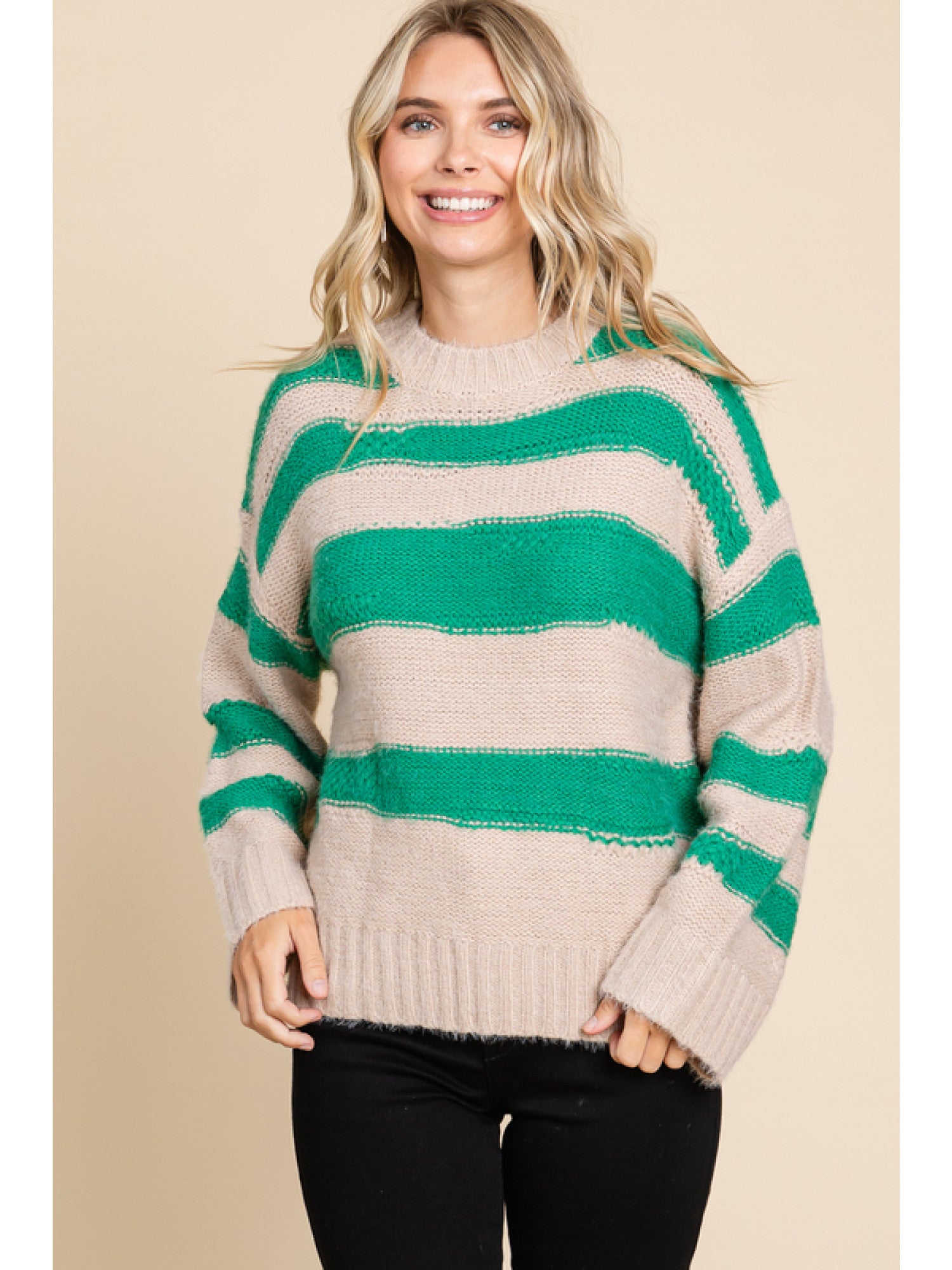Striped Knit Pullover Sweater