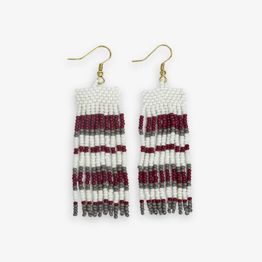 Adaline Striped Beaded Fringe Earrings