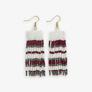 Adaline Striped Beaded Fringe Earrings