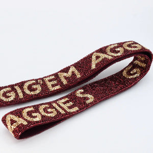 Gig'em Aggies Maroon/Gold Beaded Strap