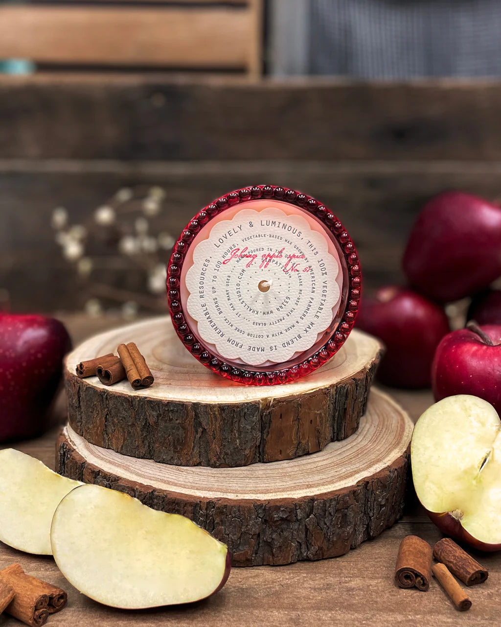 Johnny Apple Spice Hobnail Glass Candle