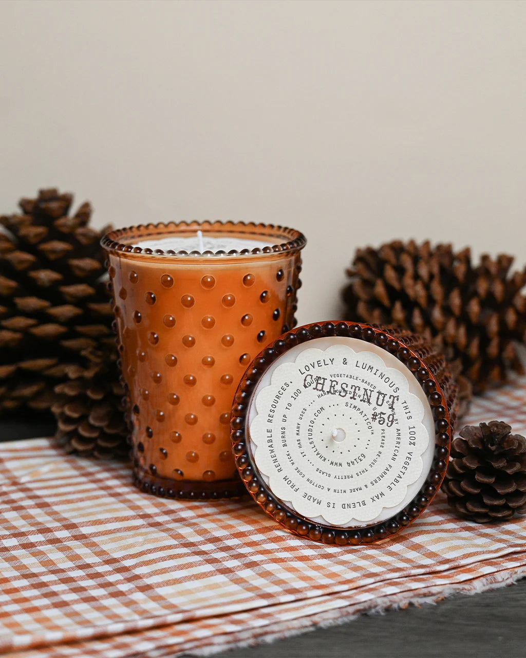 Chestnut Hobnail Glass Candle