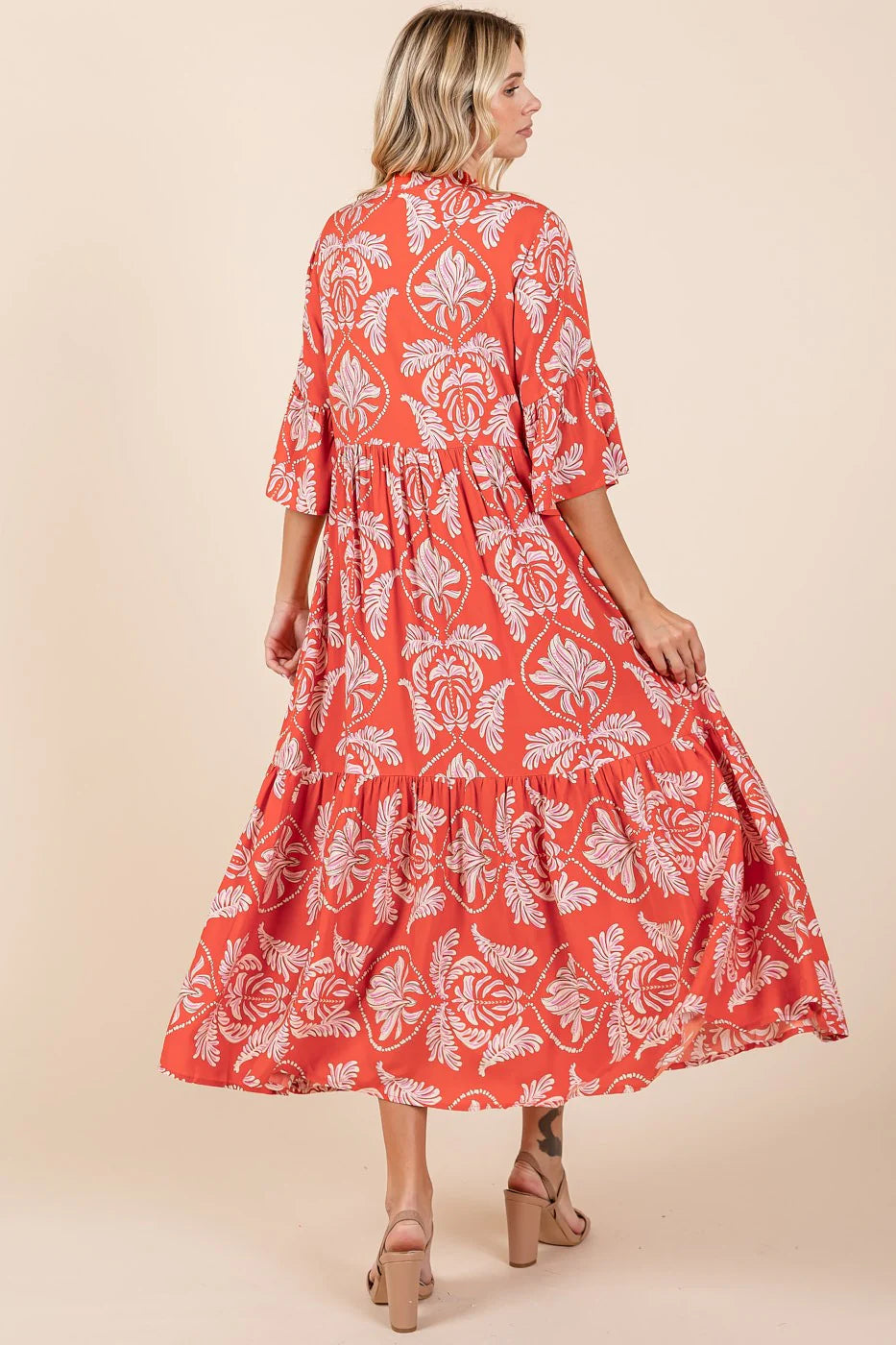 Maxi Dress/Leaf Print