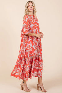 Maxi Dress/Leaf Print