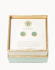 Sea La Vie Stud Earrings Blessed/Sea Foam Clover