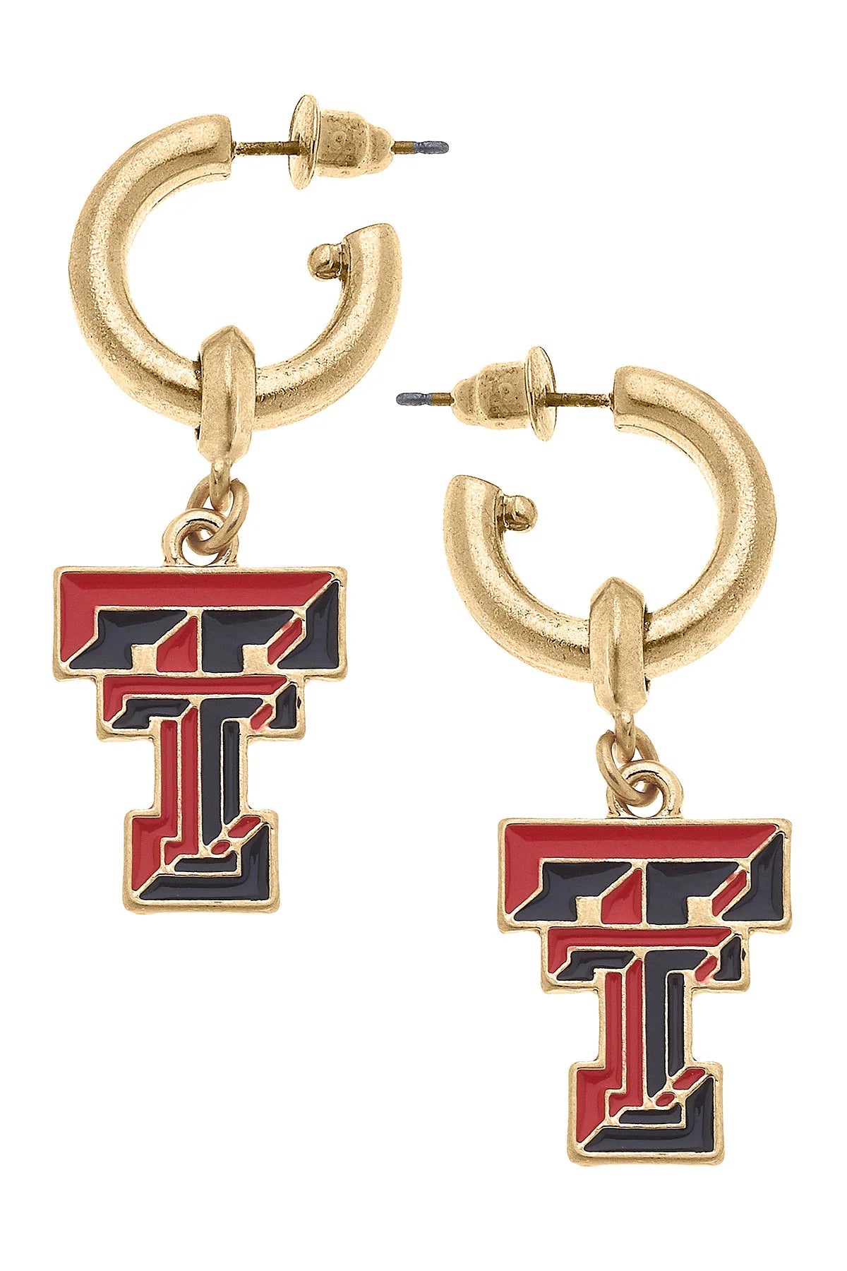 Colligate Logo Enamel Drop Hoop Earrings