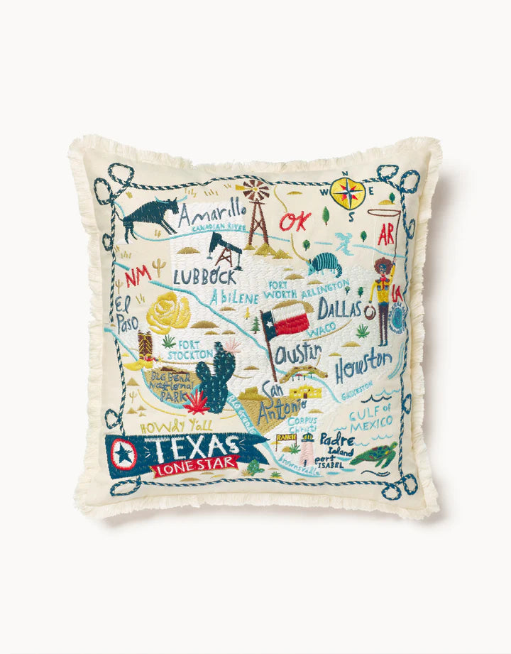 Embroidered Pillow Texas