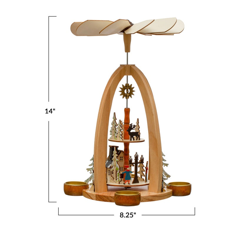 Wood Christmas Pyramid Tealight
