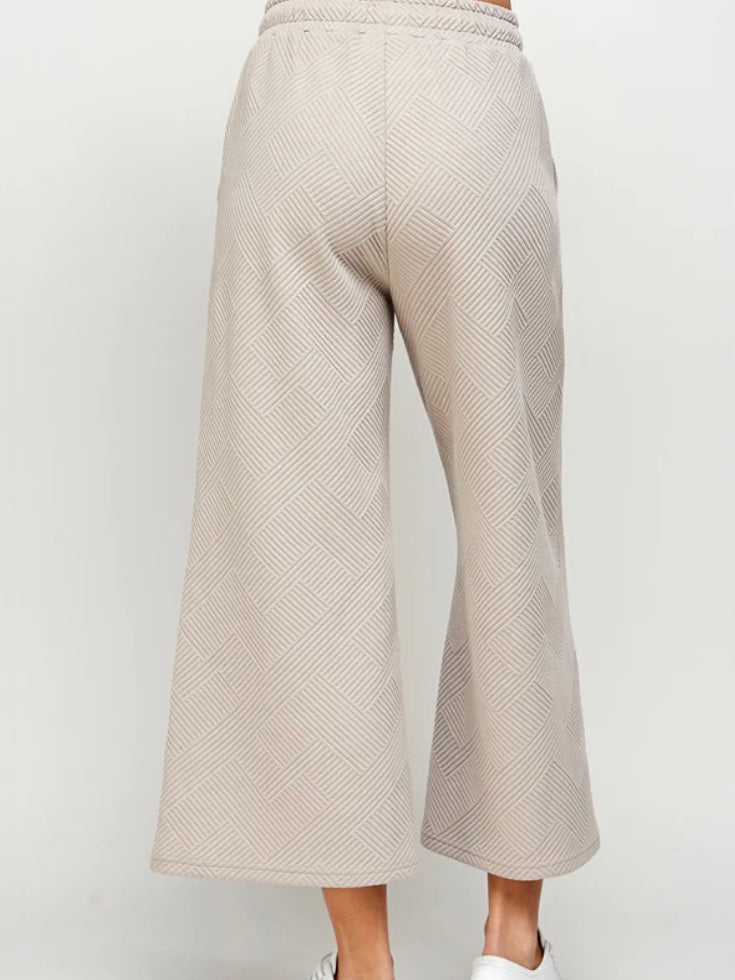 Textured Crop Wide Pants