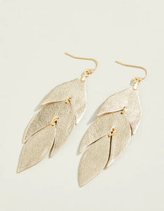 Leaf Leather Earrings Gold