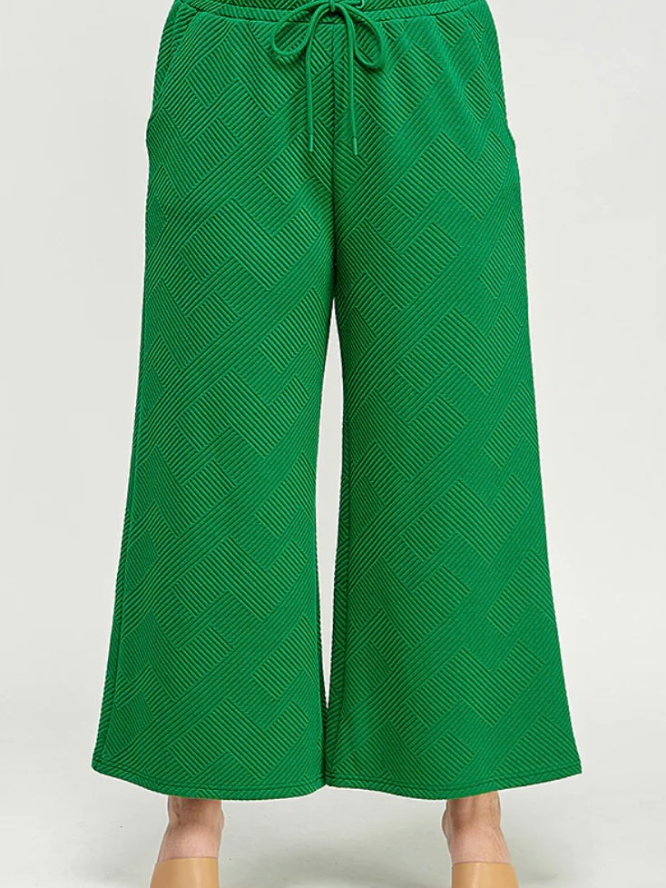 Textured Crop Wide Pants