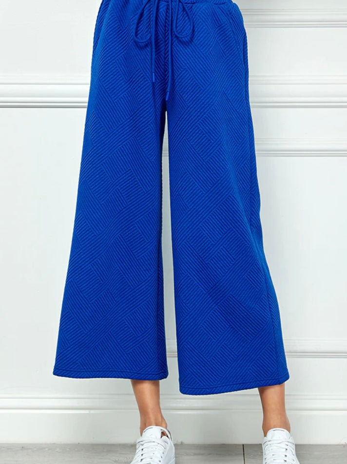 Textured Crop Wide Pants