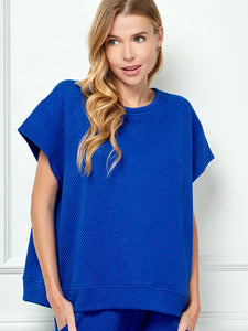 Textured Short Sleeve Sweatshirt Top