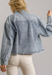 Collar Button Down Denim Jacket