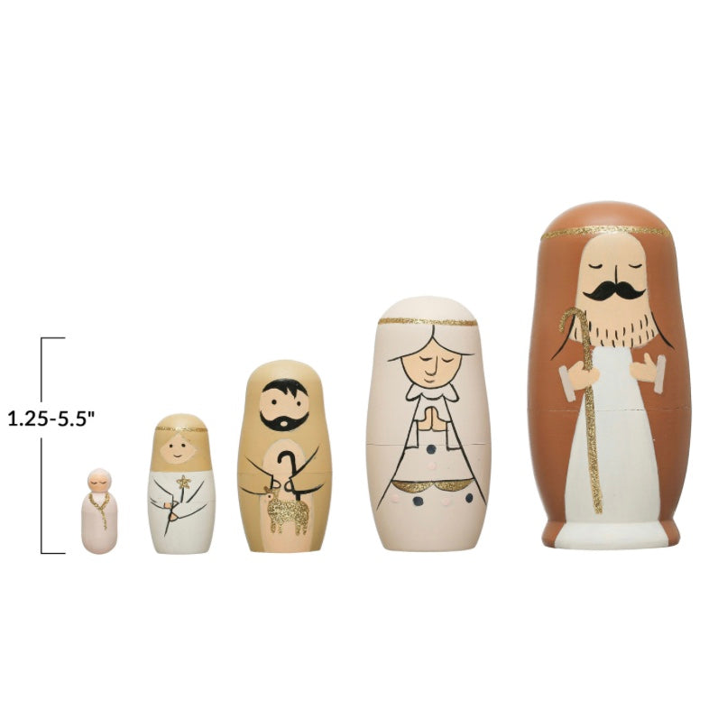 Wood Nativity Nesting Dolls