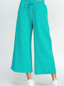 Textured Crop Wide Pants