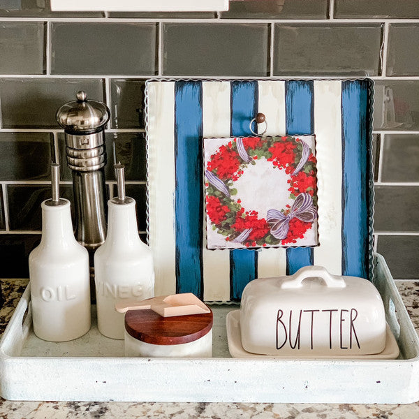 Blue & White Striped Mini Gallery Display Board