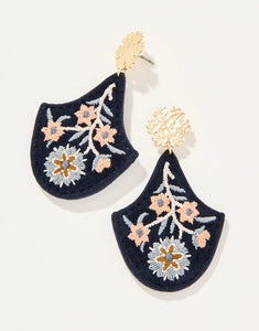 Jones Embroidered Earrings Slate Blue