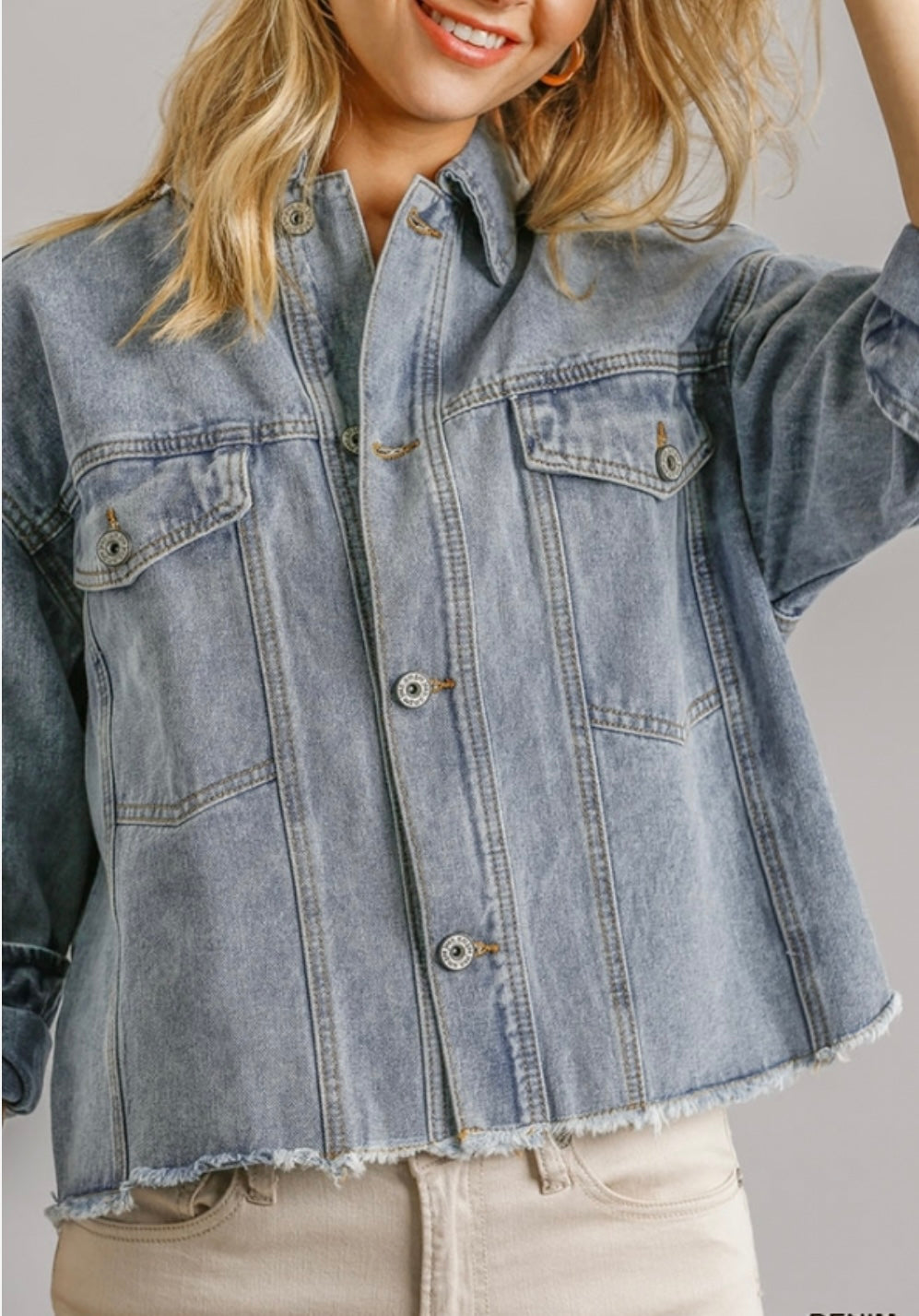 Collar Button Down Denim Jacket