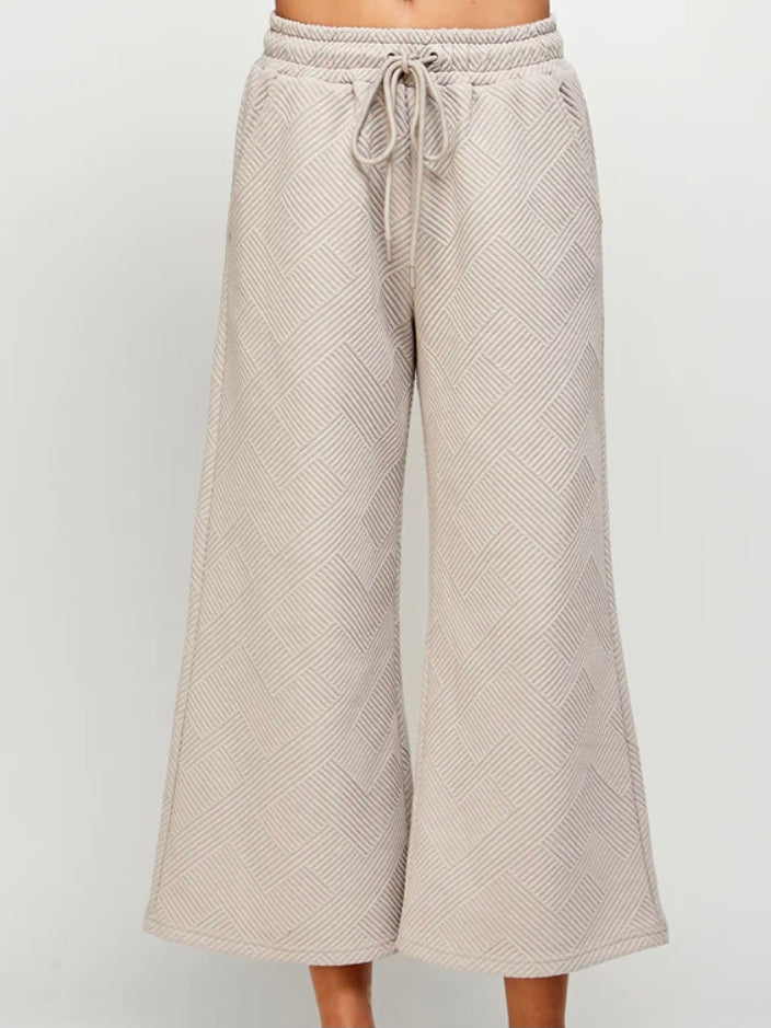 Textured Crop Wide Pants