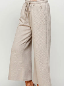 Textured Crop Wide Pants