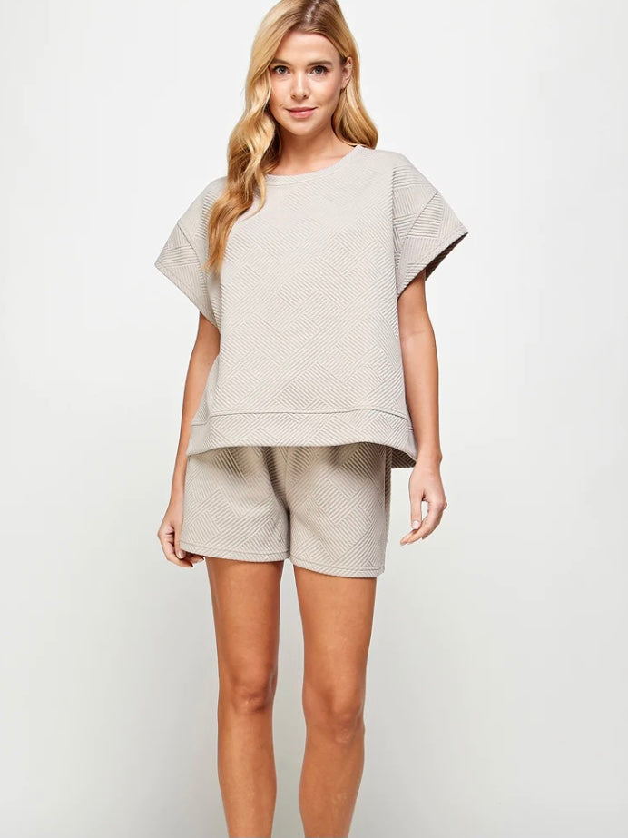 Textured Short Sleeve Sweatshirt Top