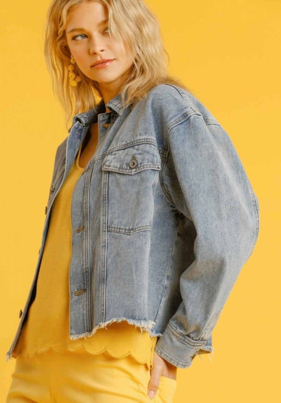 Collar Button Down Denim Jacket