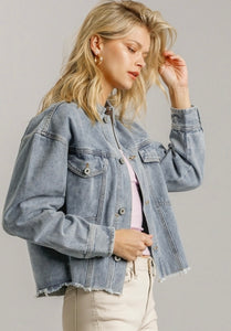 Collar Button Down Denim Jacket