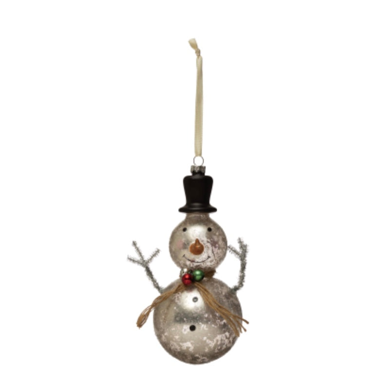 Mercury Glass Snowman Ornament