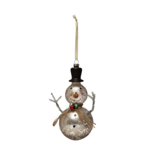 Mercury Glass Snowman Ornament