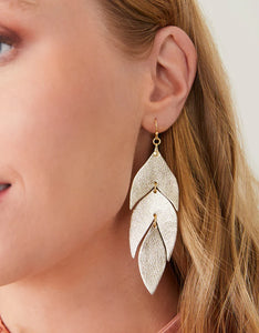 Leaf Leather Earrings Gold