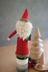 felt santa wine topper