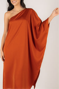 One Shoulder Satin Maxi Dress