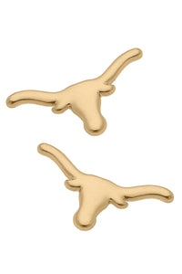 Texas Longhorn 24K Gold Plated Stud Earrings