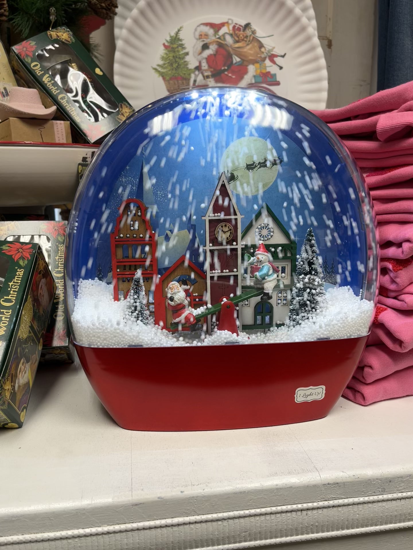 Santa and Snowman Singing Snowglobe