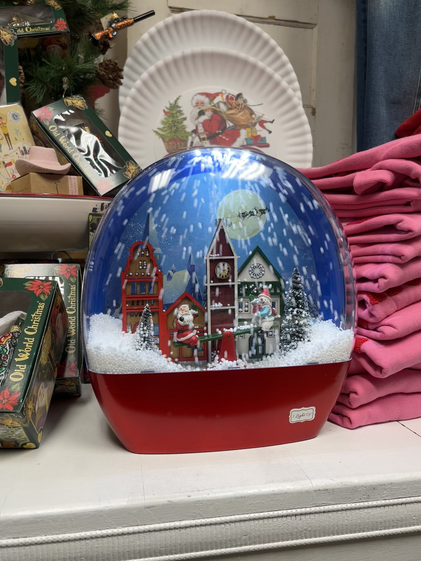 Santa and Snowman Singing Snowglobe