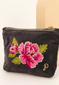 Painted Peony Velvet Mini Pouch