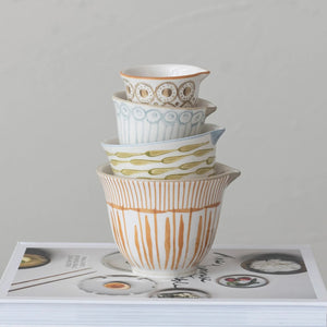 Hand-Painted Stoneware Measuring Cups