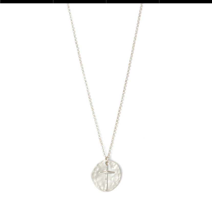 Free Form Circle Necklace w/cross and heart