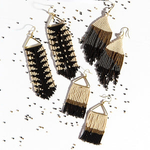 Black And Ivory Arrow Fringe Earrings