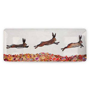 Brown Bunnies Jumping Over Flowers Serveware Dish