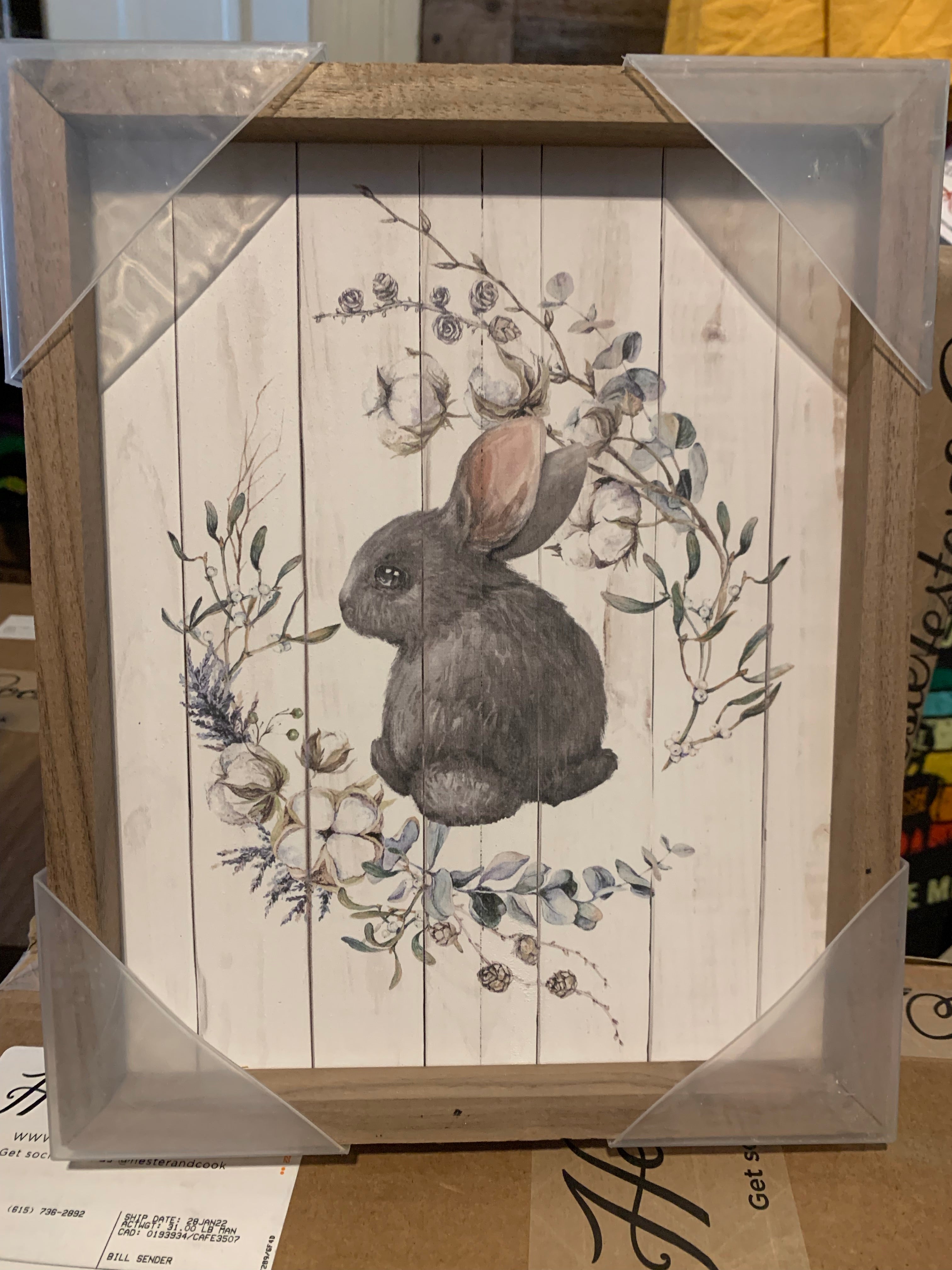 Black Bunny Wreath Whitewash