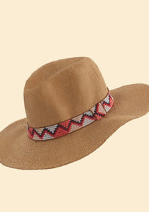 Natasha Hat Coral Zig Zag Band