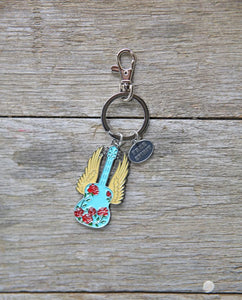 Free Spirit Winged Guitar Keyring